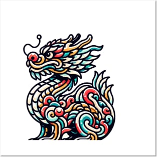 Colorful Chinese Dragon Decorative Posters and Art